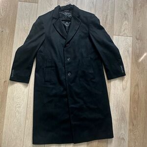 Faconnable Classic Black Men's Overcoat, 100% Cashmere
